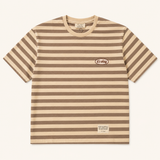 TINY STRIPED T-SHIRT - BROWN & BEIGE collar