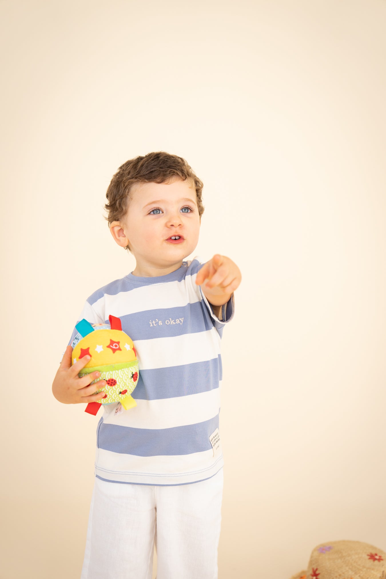 TINY STRIPED T-SHIRT- BLUE/ ECRU