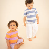 TINY STRIPED T-SHIRT- ORANGE/LILAC