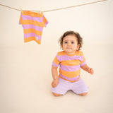 TINY STRIPED T-SHIRT- ORANGE/LILAC