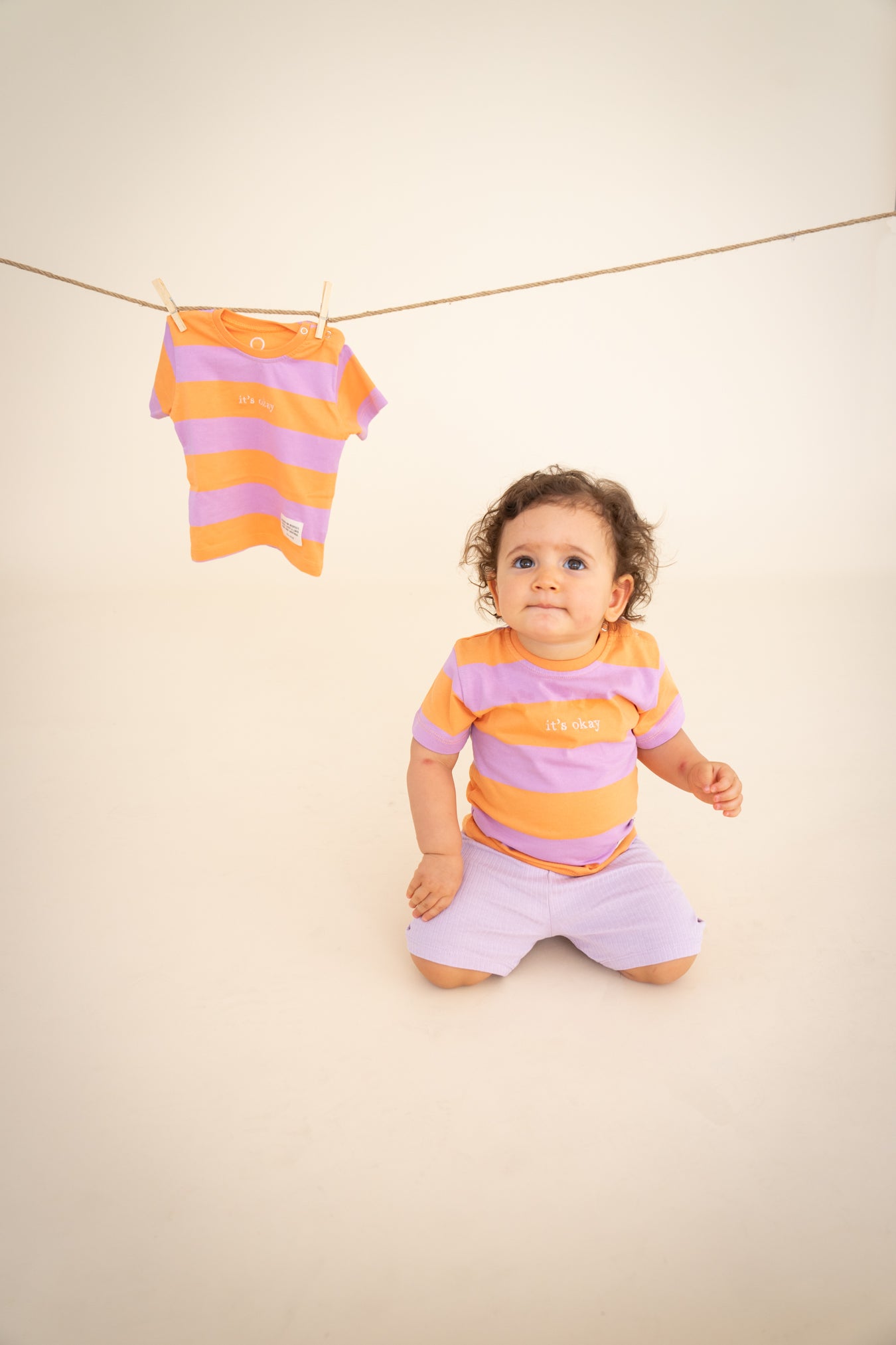 TINY STRIPED T-SHIRT- ORANGE/LILAC