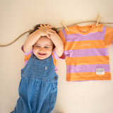 TINY STRIPED T-SHIRT- ORANGE/LILAC