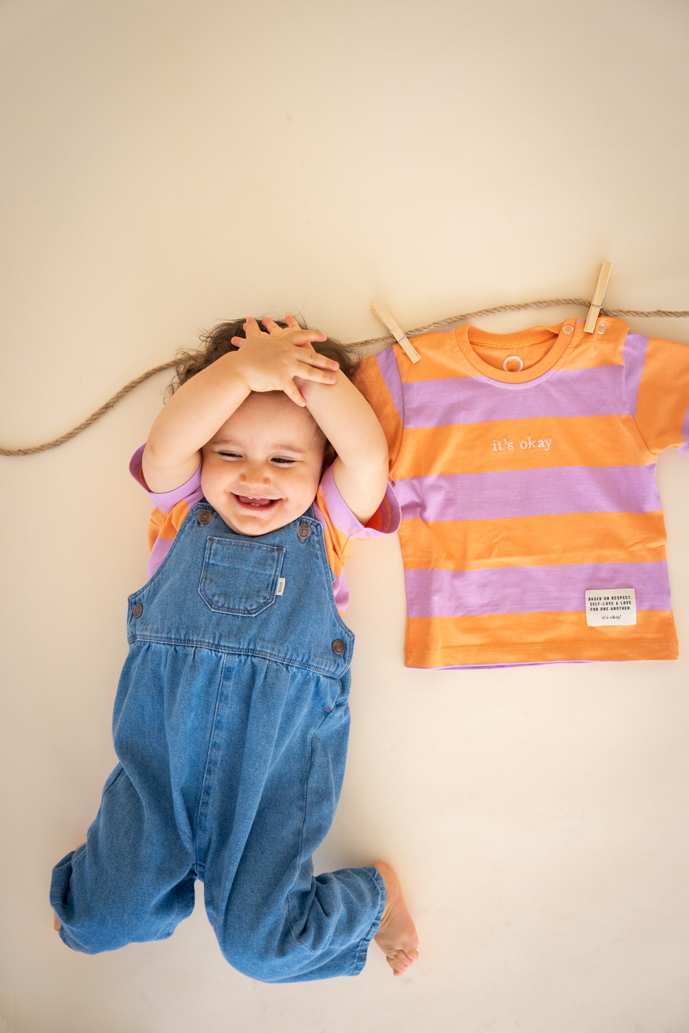 TINY STRIPED T-SHIRT- ORANGE/LILAC