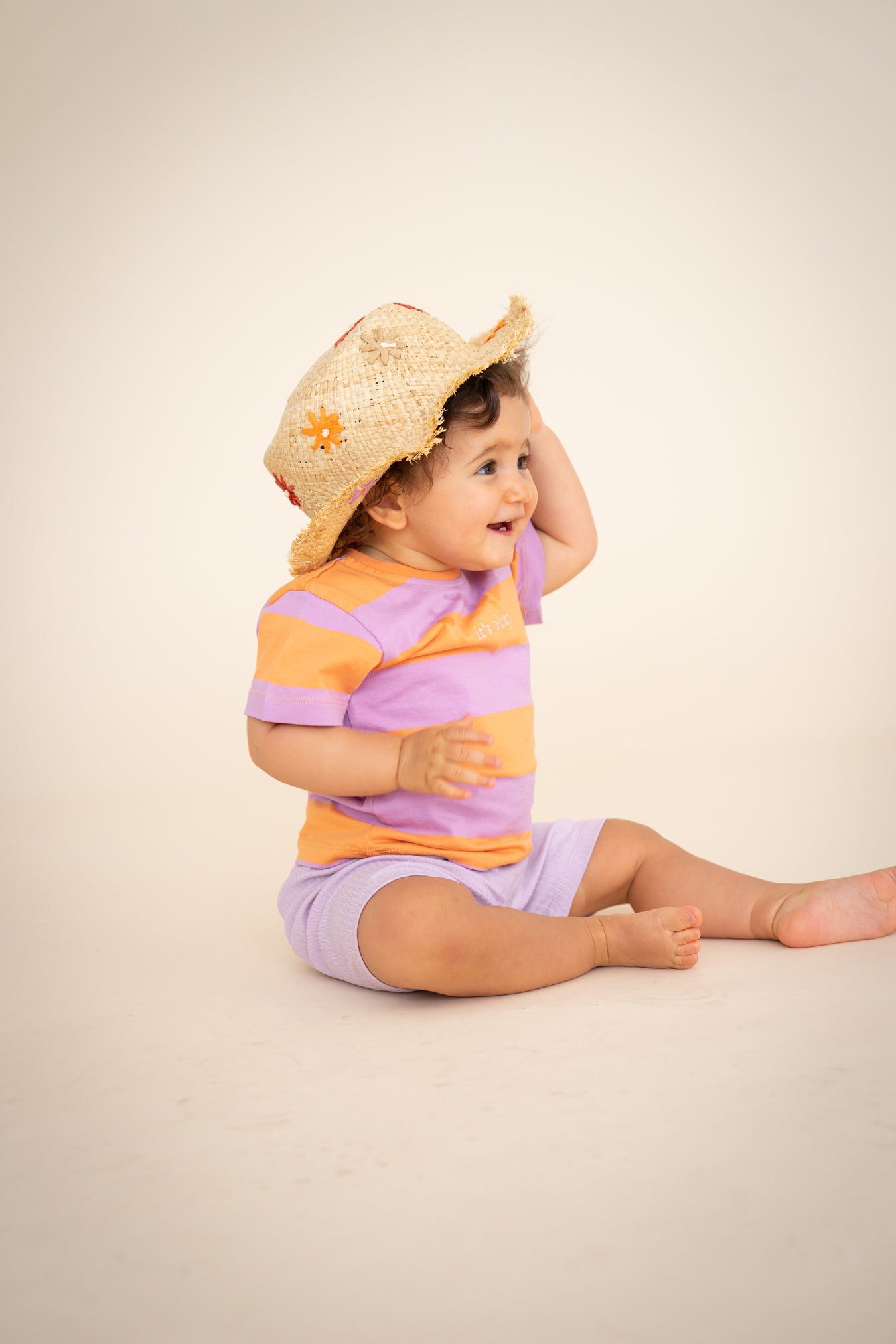 TINY STRIPED T-SHIRT- ORANGE/LILAC