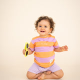 TINY STRIPED T-SHIRT- ORANGE/LILAC