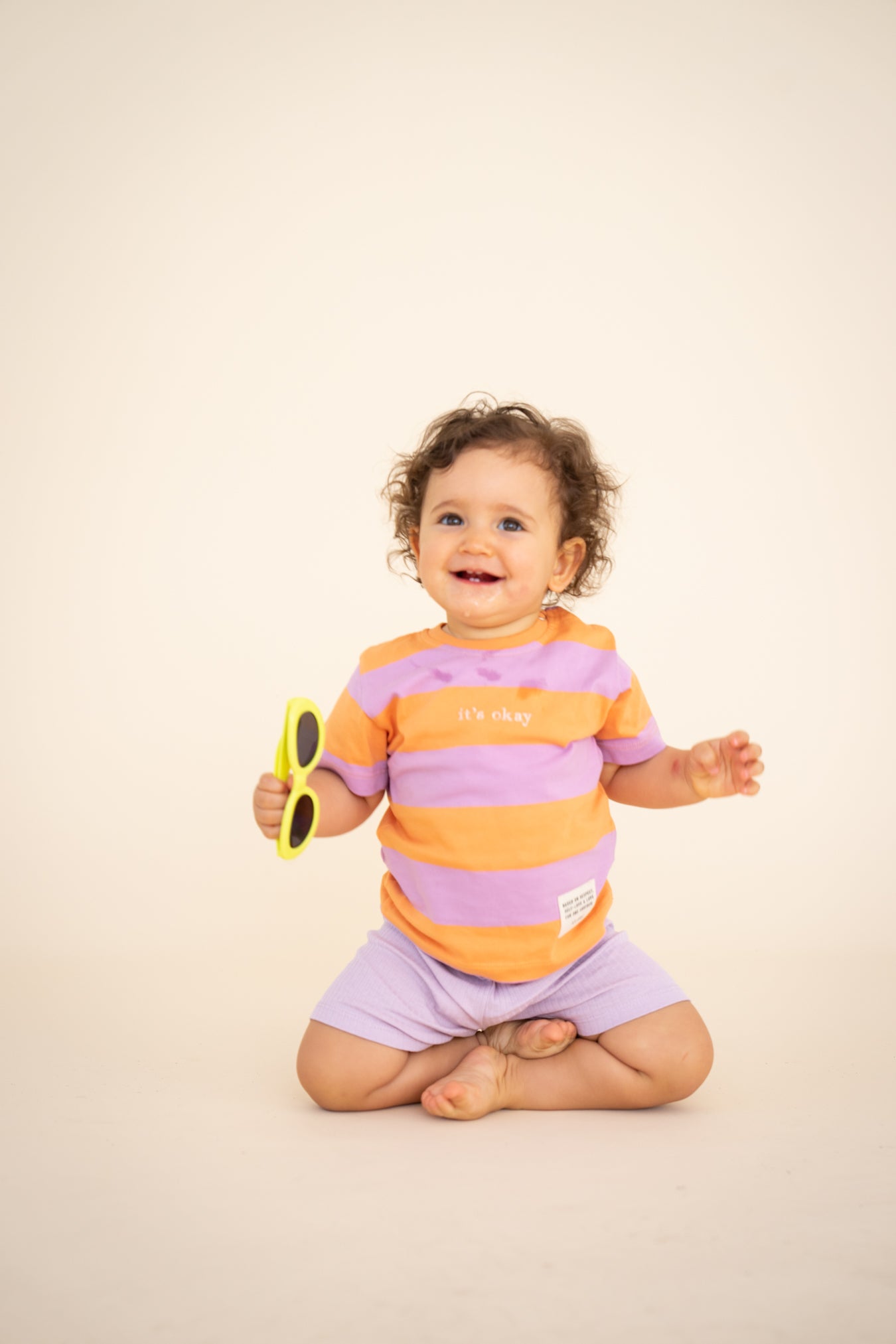 TINY STRIPED T-SHIRT- ORANGE/LILAC