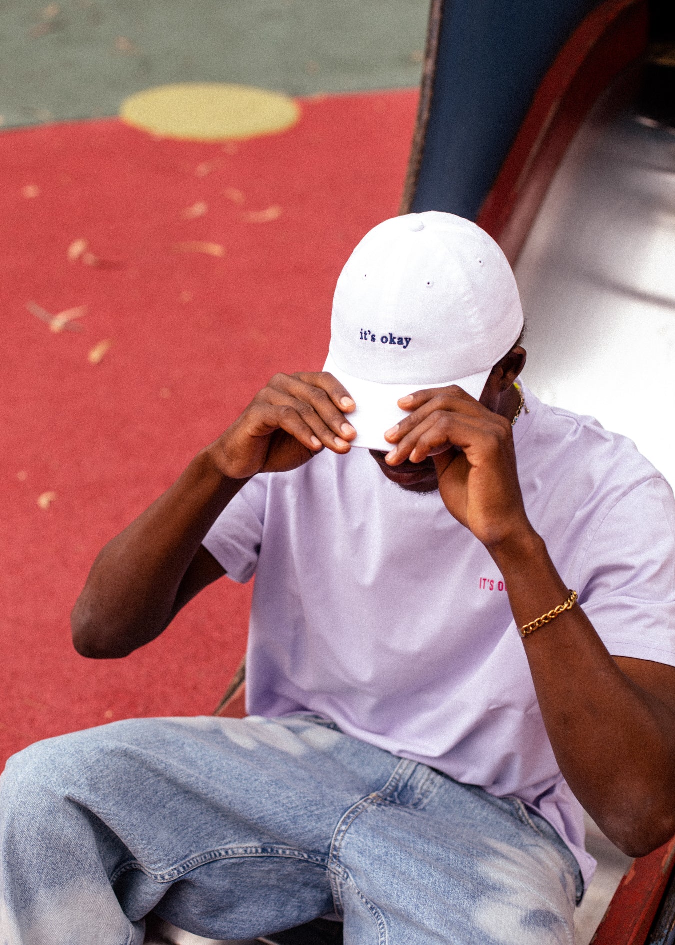 it's okay organic cap white | made with organic cotton, embroidered. 