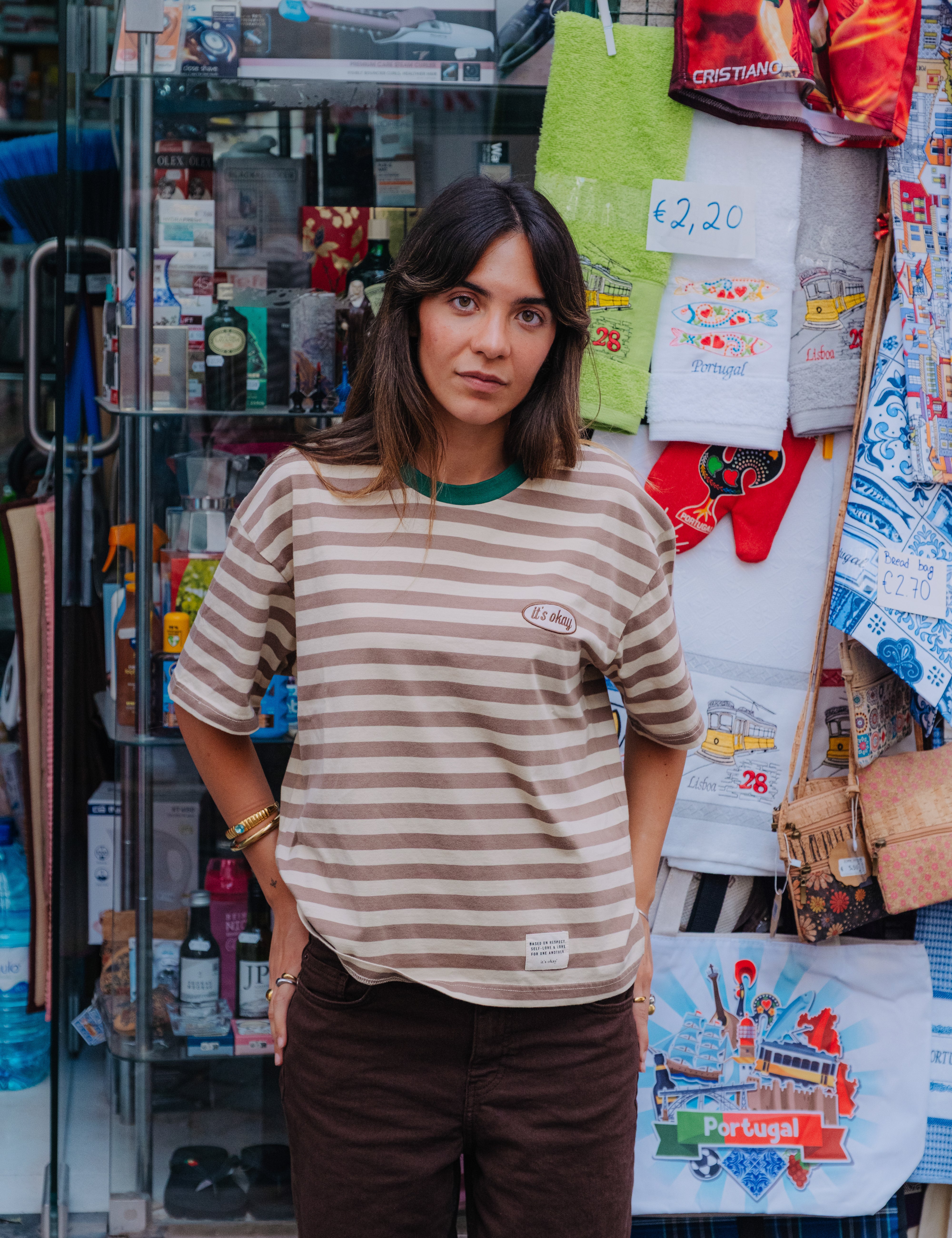 STRIPED T-SHIRT - BROWN & BEIGE