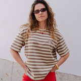 STRIPED T-SHIRT - BROWN & BEIGE