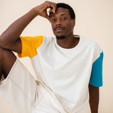 ORGANIC COLOR BLOCK T-SHIRT - ECRU