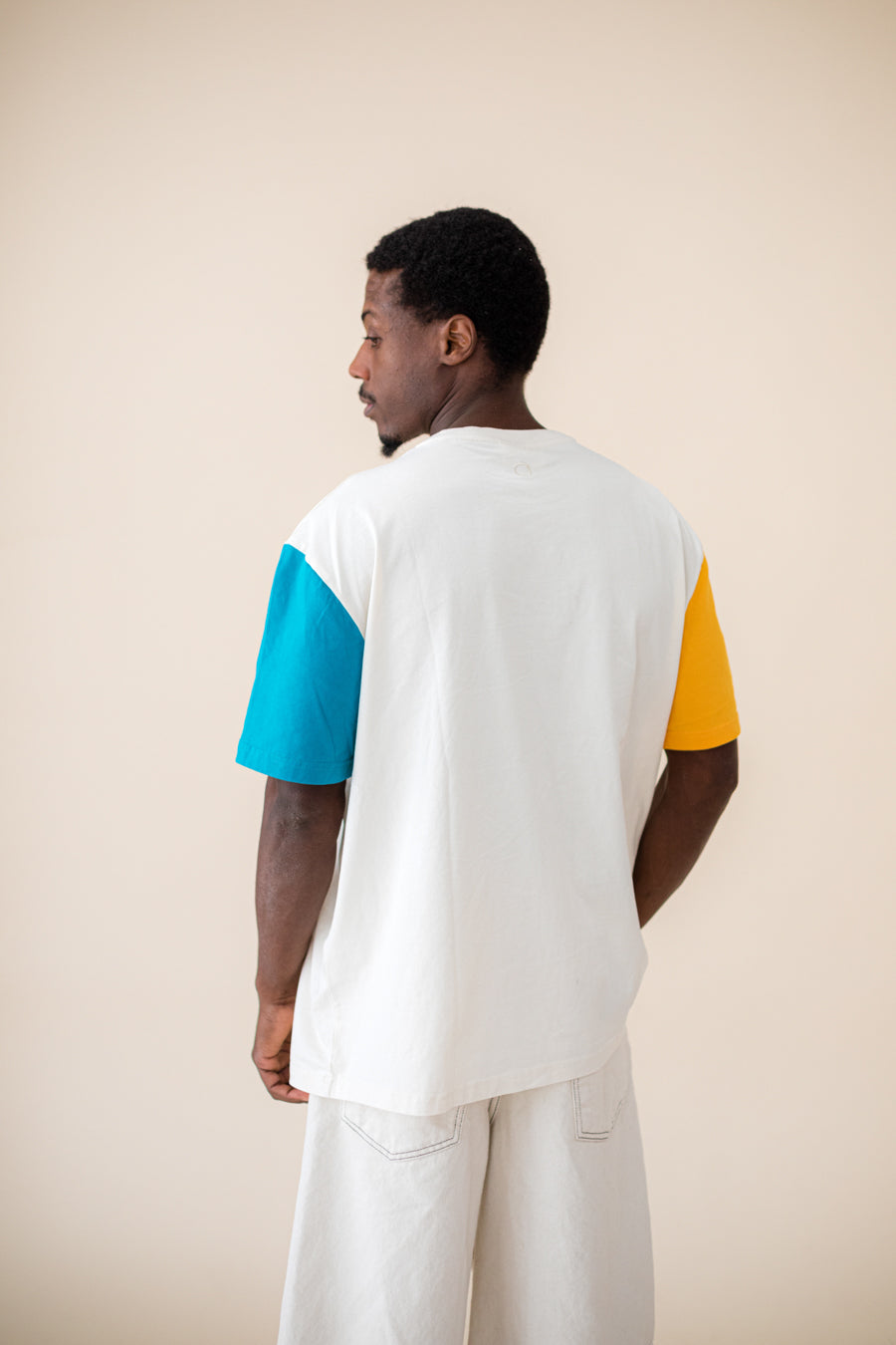 ORGANIC COLOR BLOCK T-SHIRT - ECRU