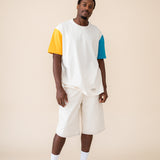 ORGANIC COLOR BLOCK T-SHIRT - ECRU