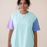 ORGANIC COLOR BLOCK T-SHIRT - MINT