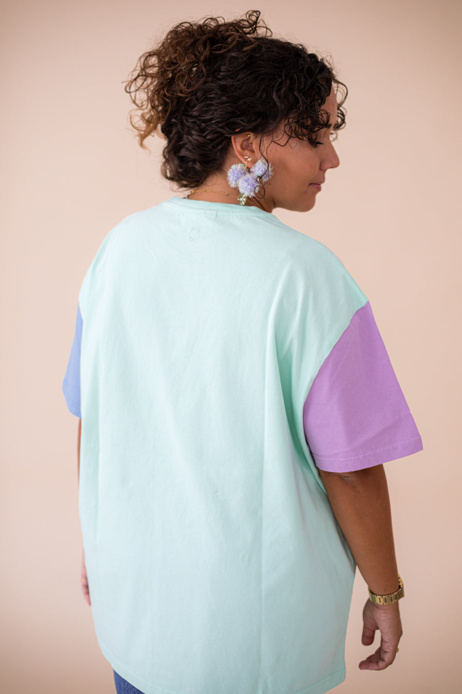 ORGANIC COLOR BLOCK T-SHIRT - MINT