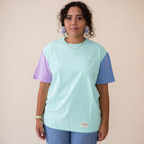 ORGANIC COLOR BLOCK T-SHIRT - MINT
