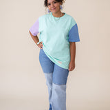 ORGANIC COLOR BLOCK T-SHIRT - MINT