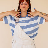 ORGANIC STRIPED T-SHIRT - BLUE/ECRU