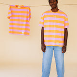 ORGANIC STRIPED T-SHIRT - ORANGE/LILAC