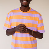 ORGANIC STRIPED T-SHIRT - ORANGE/LILAC