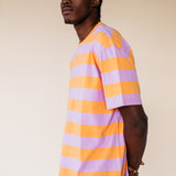 ORGANIC STRIPED T-SHIRT - ORANGE/LILAC