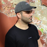 Blackberry cap, 100% cotton, embroidered. it's okay to be exactly who you are. From Portugal with love. (Image: blackberry cap on a guy wearing essential black t-shirt)