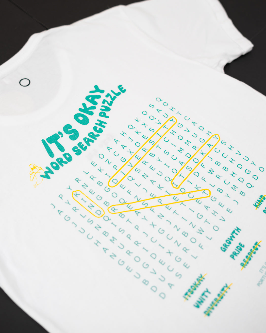 It's okay word puzzle t-shirt - wear it with pride. Find all the words!  This tee will give you confidence and strength. Organic cotton, exclusive design made in Portugal, screen printed. (Pt. t-shirts algodão orgânico com serigrafia. produzida em portugal. design exclusivo. Esta t-shirts transmite confiança e força a quem a utiliza.